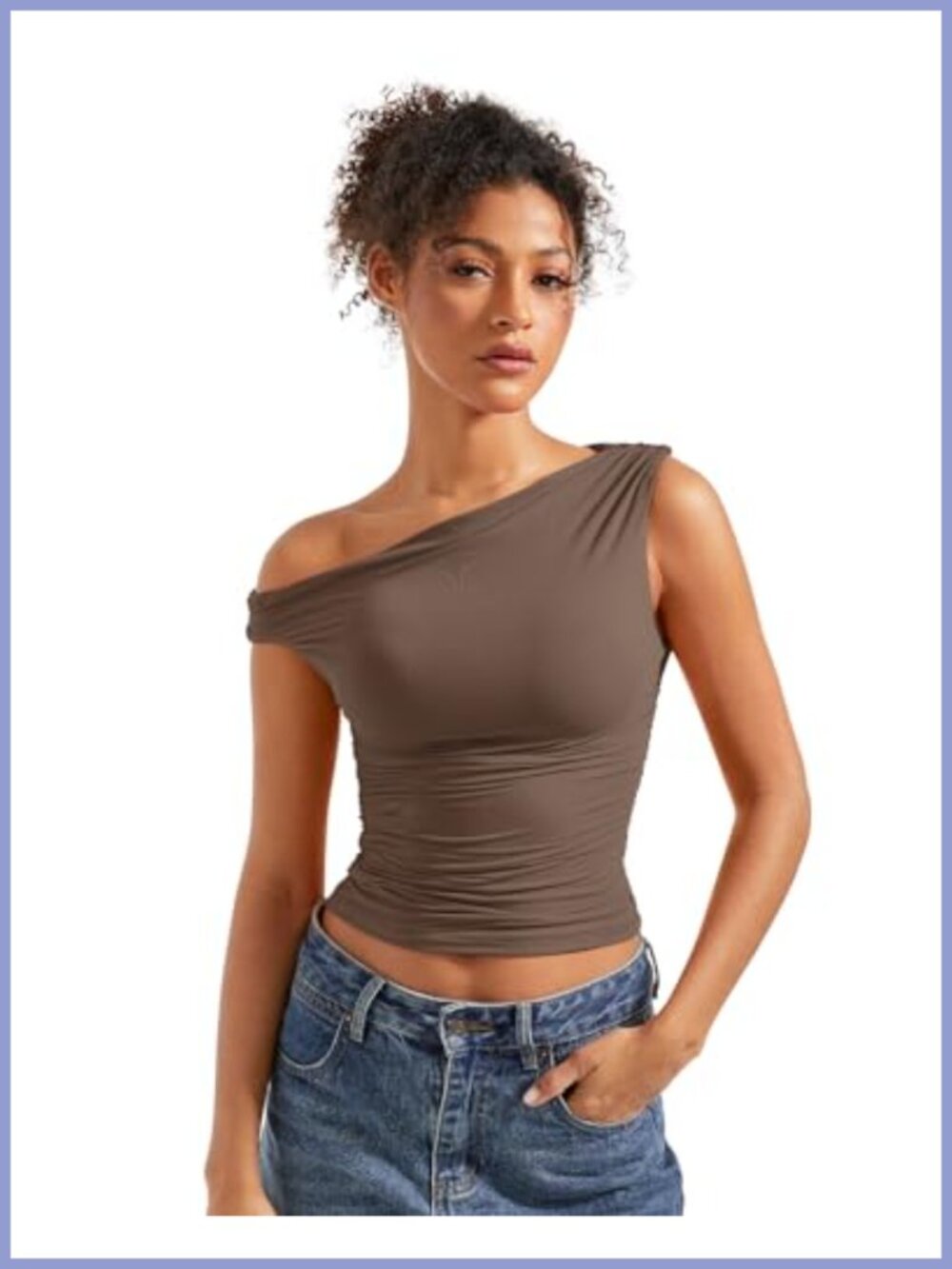 Women's Off Shoulder Fitted Sleeveless Top - Going Out Crop Tank